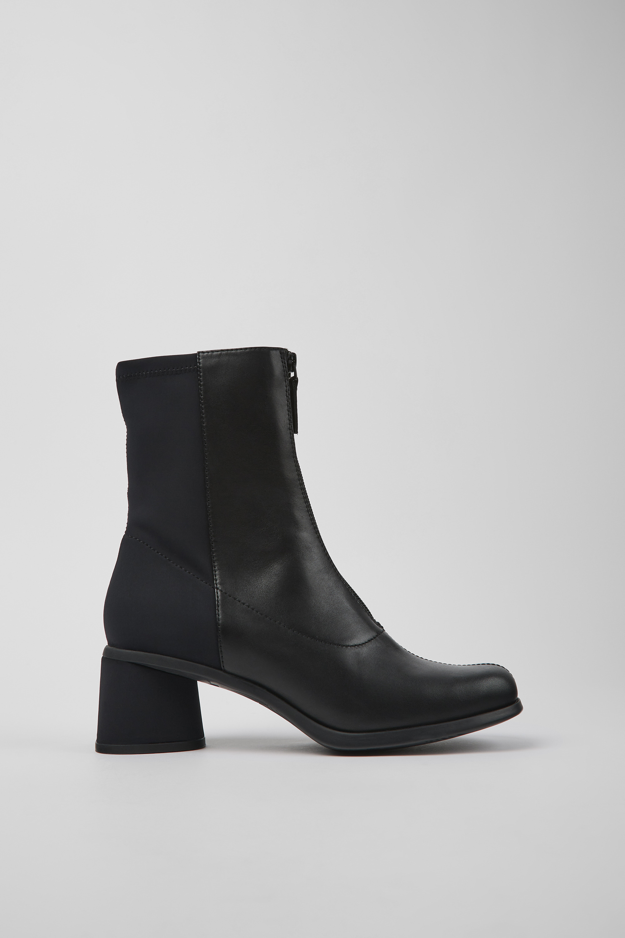 Kiara - Black leather and recycled PET boots for women
