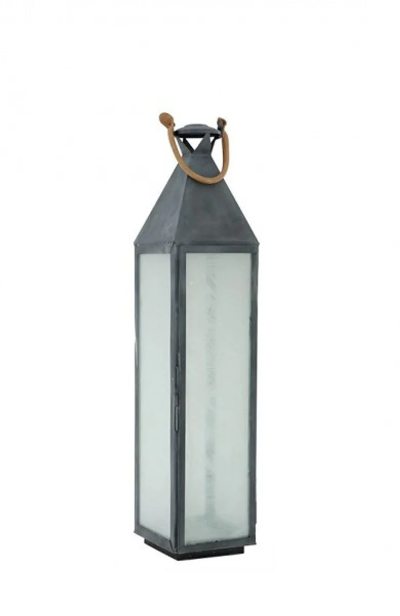 Casa Padrino Designer Deco Lantern Zinc Finish 24 x 24 x H. 117 cm - Luxury Lantern