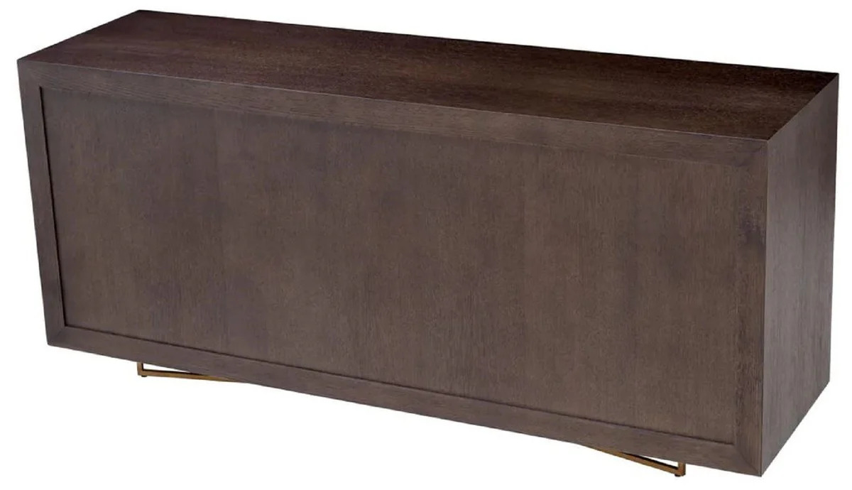 Casa Padrino aparador de lujo moka / lat¨®n 180 x 50 x A. 80,5 cm - Armario de chapa de roble con 4 puertas - Muebles de lujo - Muebles de hotel - Interiores de lujo
