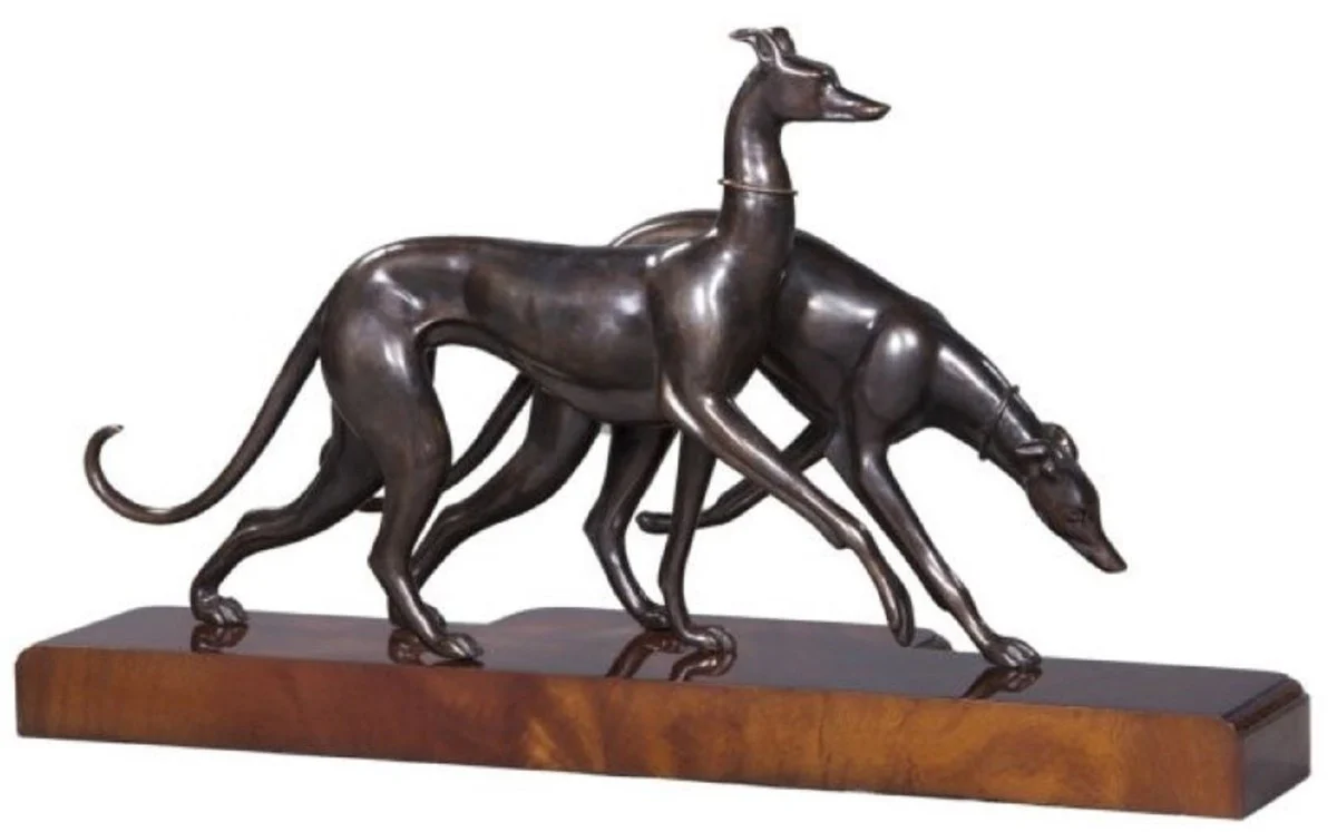 Casa Padrino figuras de bronce de lujo de con base de madera galgos bronce / marrón 76 x 22 x H. 43 cm - Figuras de Decoración de Lujo