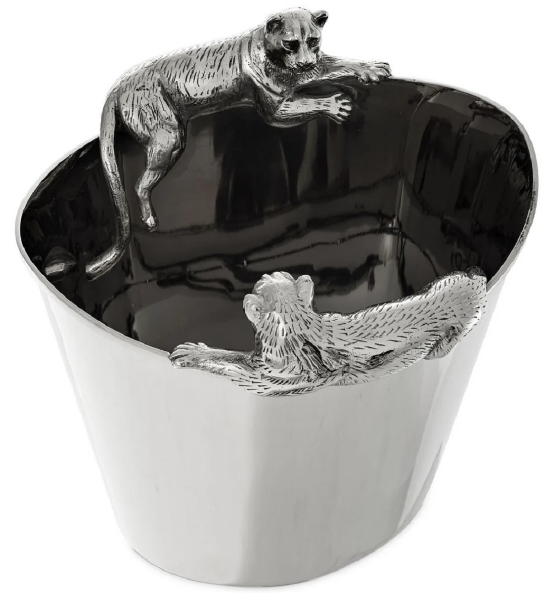 Casa Padrino enfriador de vino de lujo de acero inoxidable con 2 asas de lat¨®n plata 25,5 x 25,5 x A. 23 cm - Accesorios de Gastronom¨ªa Restaurante Hotel