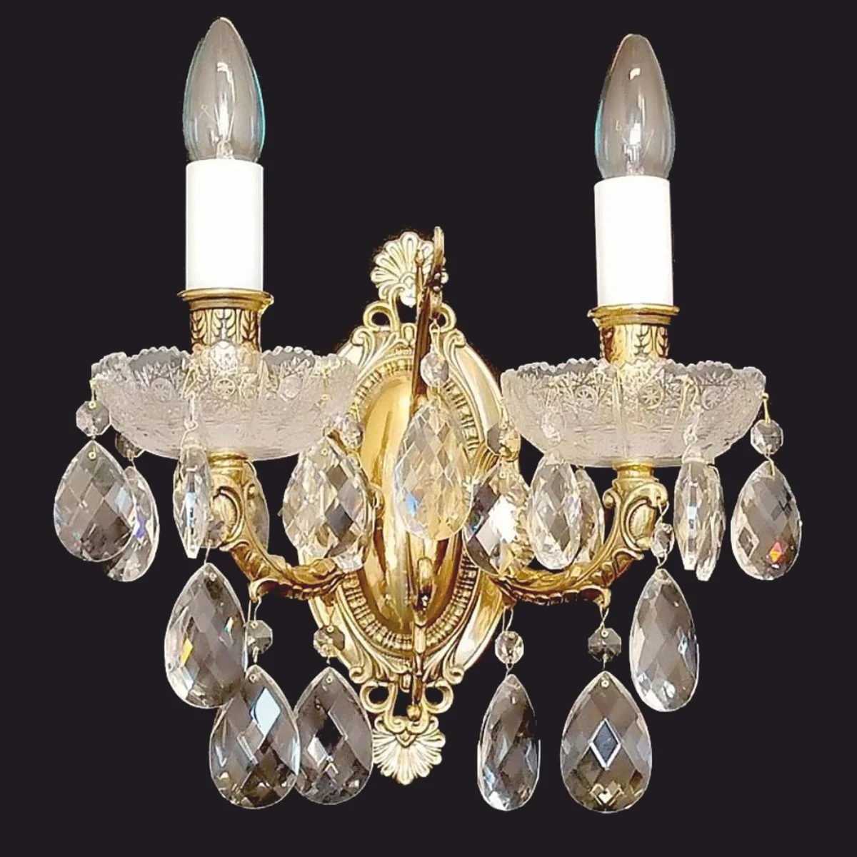 Casa Padrino l¨¢mpara de pared doble barroco de lujo de cristal oro Al. 28 cm
