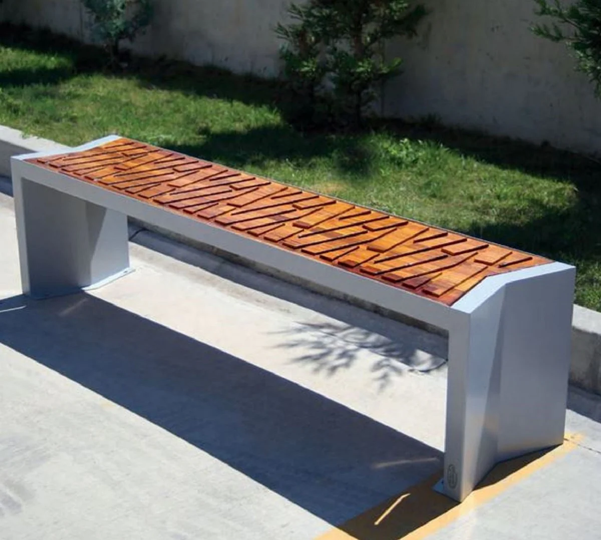 Casa Padrino banco de parque - Banco de ciudad de metal gris / marr¨®n 146 cm - Muebles de ciudad y parque