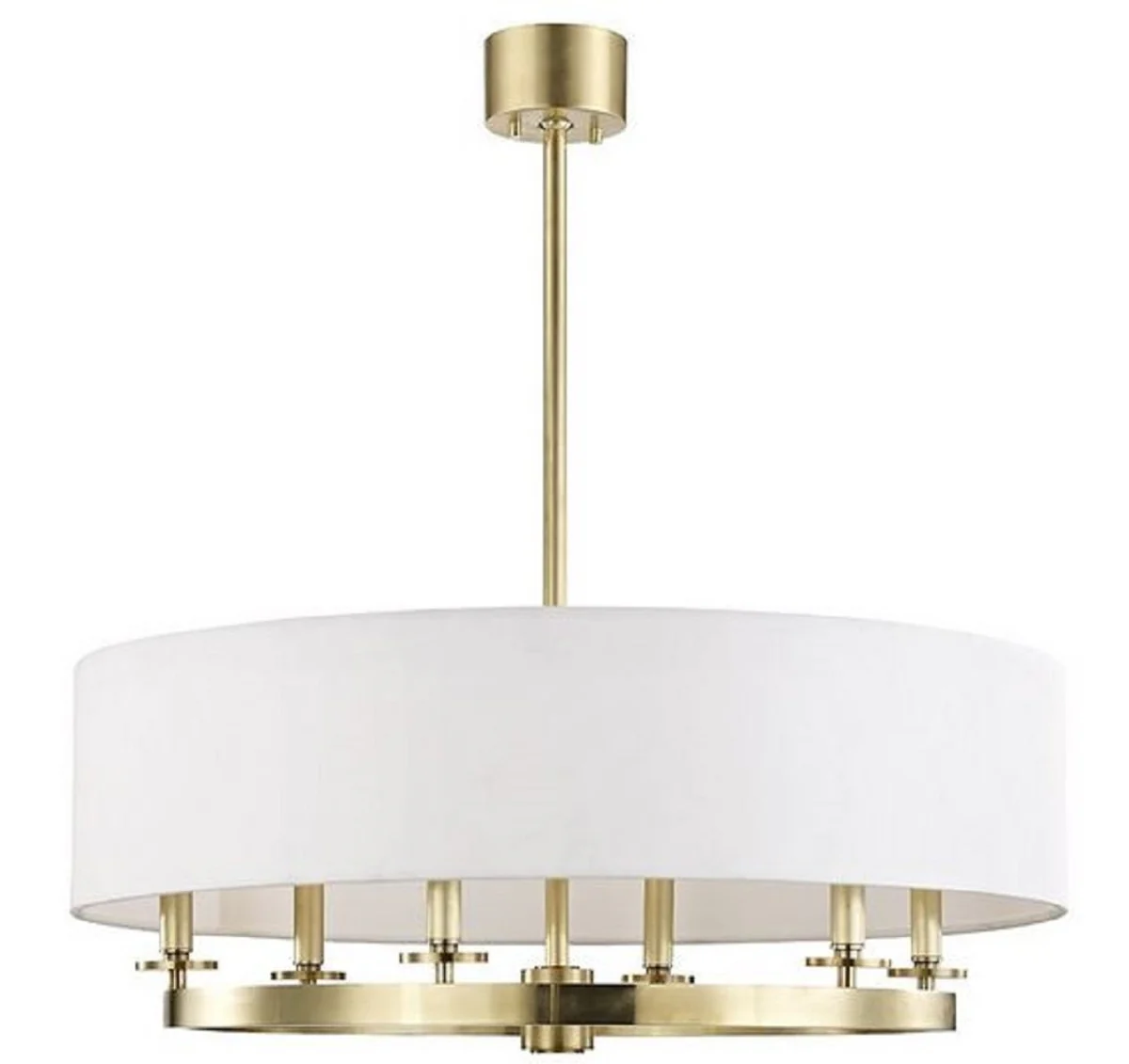 Casa Padrino lámpara colgante de lujo latón antiguo / blanco Ø 78 x H. 30,5 cm - Colección de Lujo