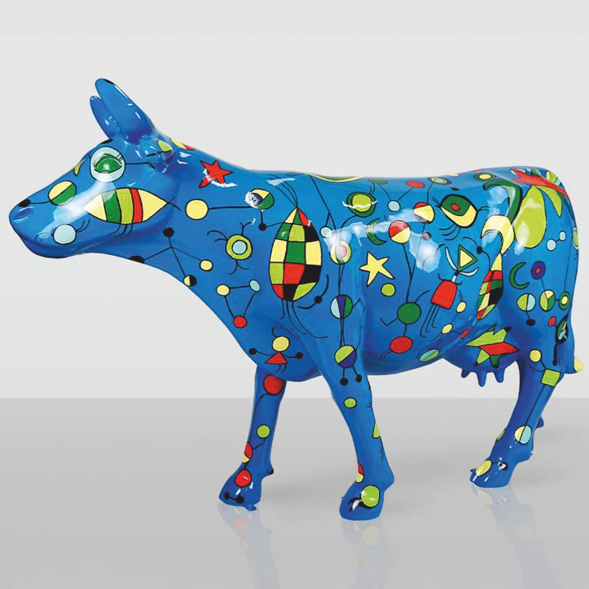 Casa Padrino escultura decorativa XXL vaca azul / colorido 220 cm - Figura de jard¨ªn de tama?o natural