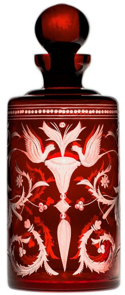 Casa Padrino jarra de whisky de lujo rojo / plata ? 12,5 x A. 20 cm - Jarra de vidrio soplada y grabada a mano - Accesorios para Hoteles y Restaurantes - Calidad de Lujo