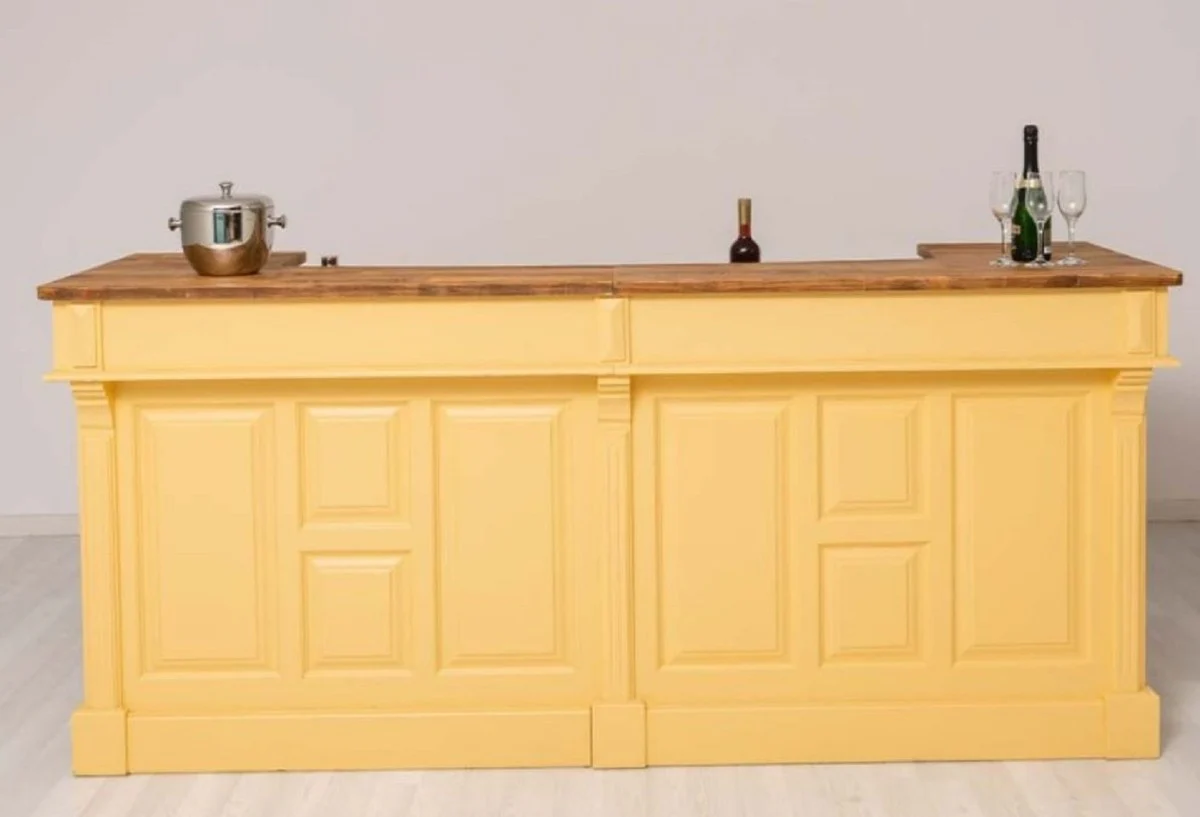 Casa Padrino barra de bar de estilo campestre amarillo / marr¨®n 240 cm - Muebles de bar estilo campestre