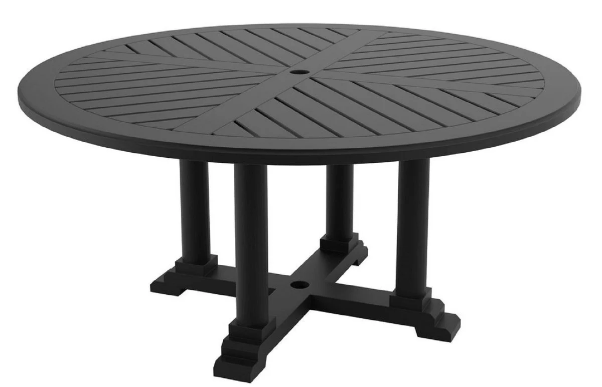 Casa Padrino mesa de comedor de lujo negro mate Ø 160 x H. 75 cm - Mesa de Cocina Redonda Hecha de Aluminio Duradero de Alta Calidad - Mesa de Jardín
