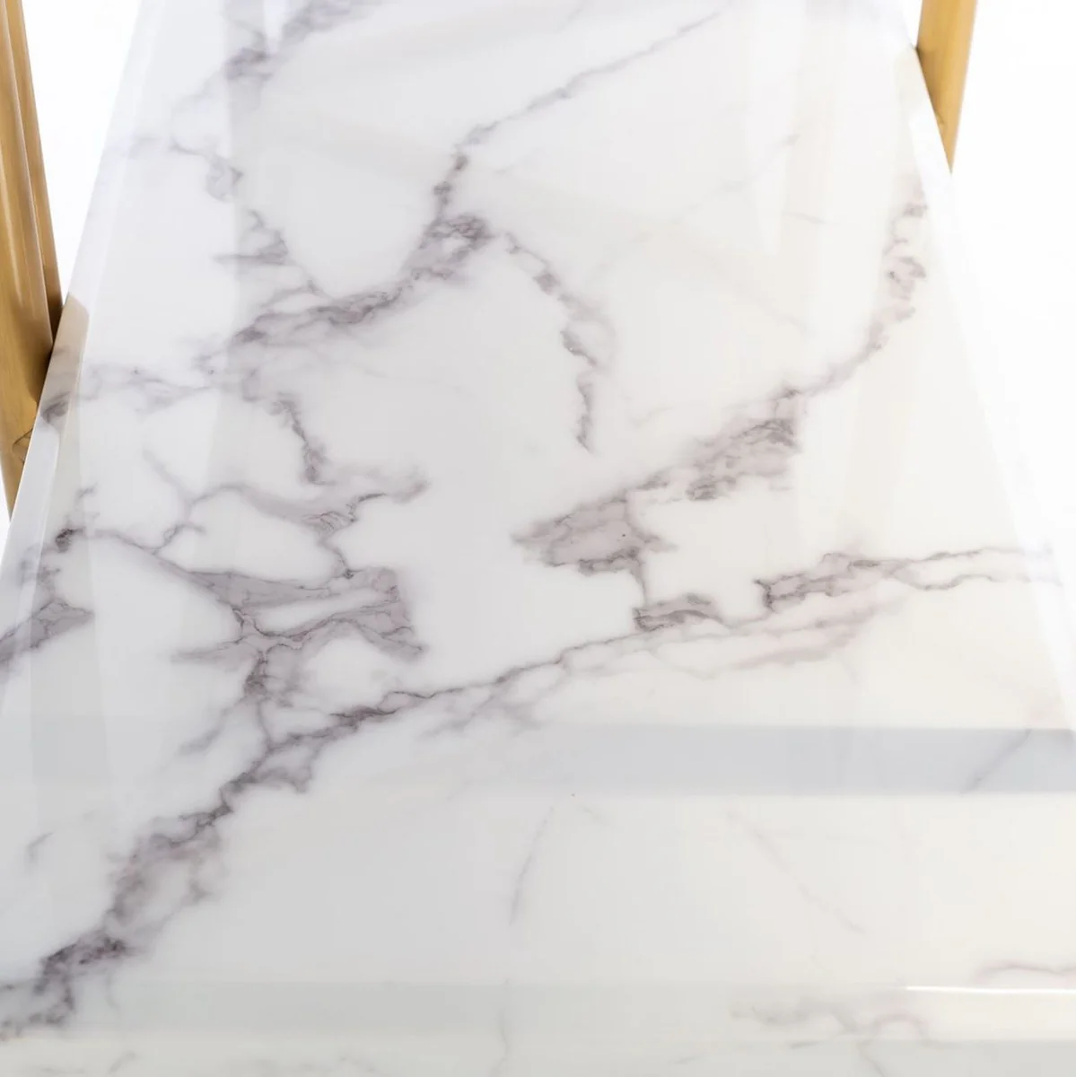 Casa Padrino armario de estanter¨ªa de lujo oro / blanco 165 x 46,5 x A. 185 cm - Armario de acero inoxidable con 3 estantes de m¨¢rmol artificial - Armario de Oficina - Muebles de Sal¨®n