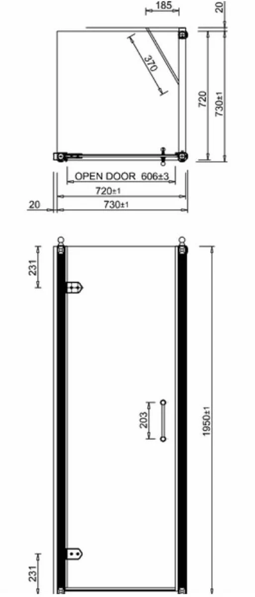 Casa Padrino Puerta de Ducha con Pared Lateral Plata 76 x 76 x A. 195 cm - Cabina de Ducha Mampara de Vidrio - Accesorios de Baño - Puertas de Ducha de Lujo - Calidad de Lujo