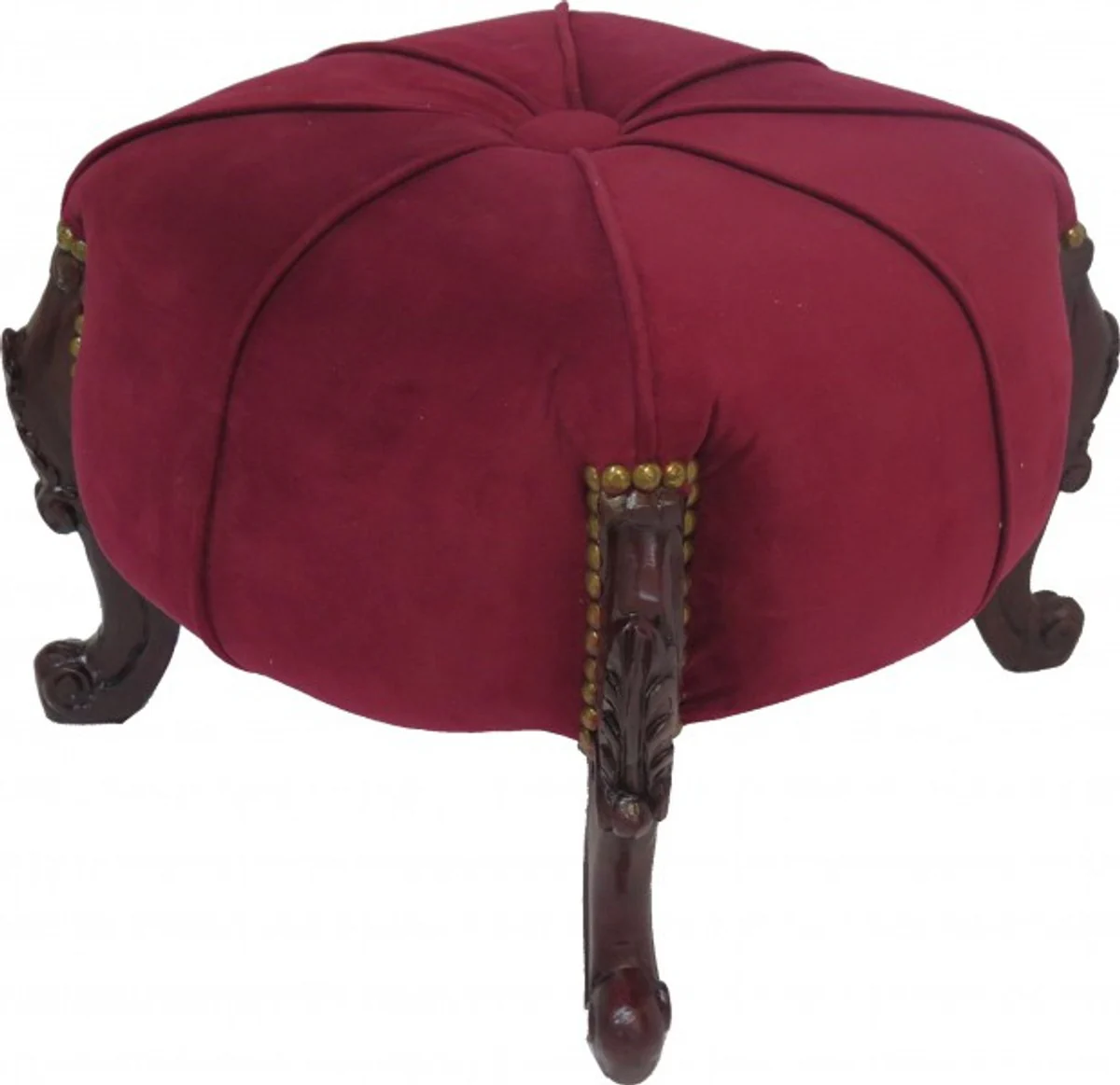 Casa Padrino barroco de heces - taburete redondo - Burdeos Rojo / Azul - muebles barrocos