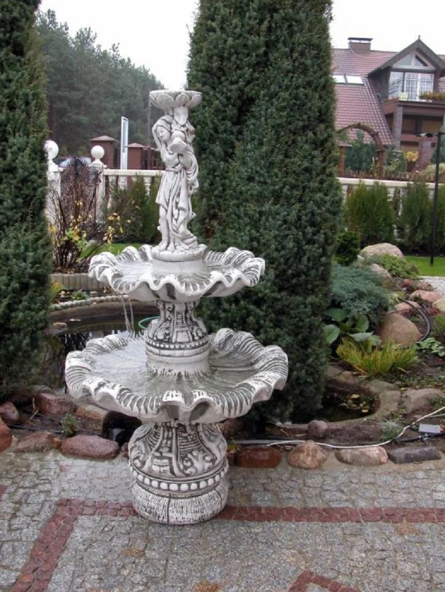 Casa Padrino fuente Art Nouveau gris Ø 92 x A. 161 cm - Magnífica Fuente de Jardín - Fuente de Decoración de Jardín - Accesorios de Decoración de Jardín Barroco y Art Nouveau