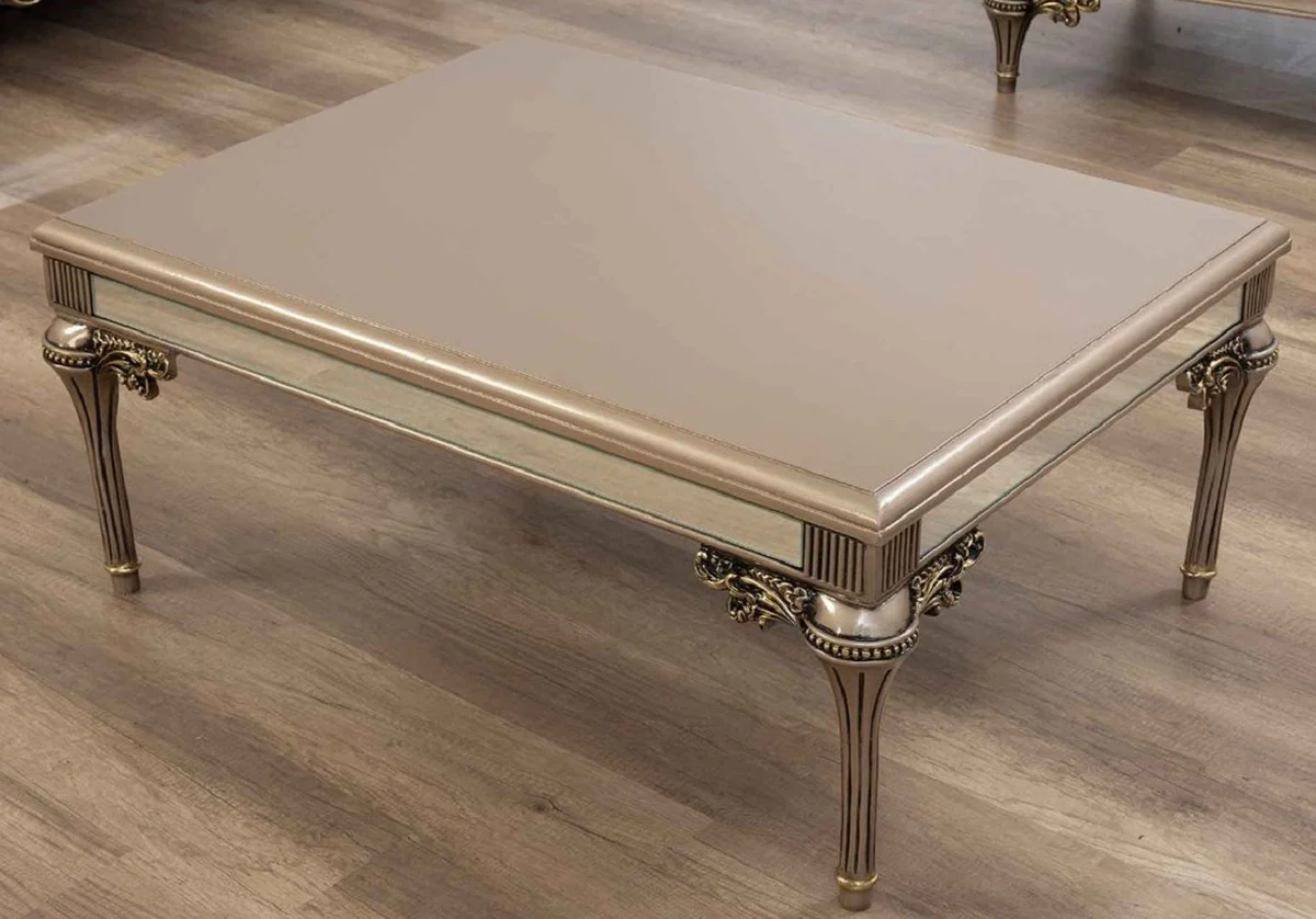 Casa Padrino mesa de centro barroco de lujo gris / negro / oro - Magn¨ªfica mesa de sal¨®n de madera maciza en estilo barroco - Muebles de sal¨®n barrocos - Noble y Magn¨ªfico