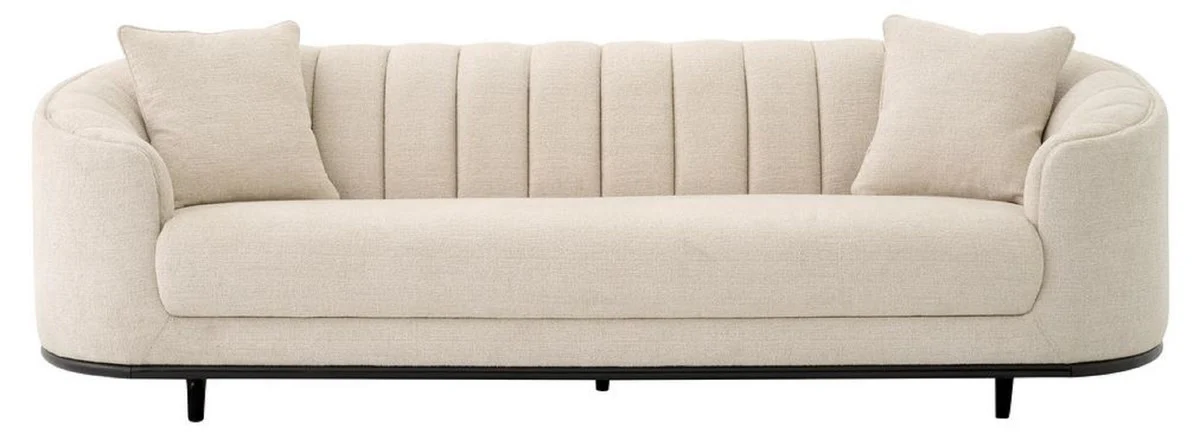 Casa Padrino sof¨¢ de lujo beige / negro 240 x 96 x A. 74,5 cm - Sof¨¢ de sal¨®n con 2 cojines - Muebles de sal¨®n - Muebles de lujo - Interior de sal¨®n - Interior de lujo - Calidad de lujo
