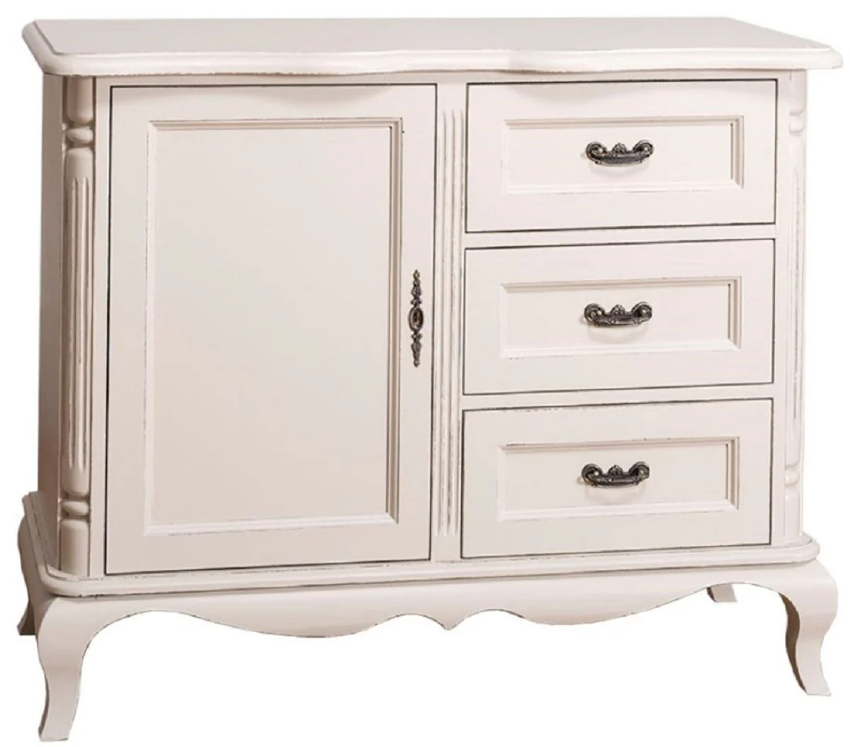 Casa Padrino c¨®moda de estilo campestre con puerta y 3 cajones gris claro antiguo 110 x 48 x H. 89 cm - Muebles de Sal¨®n de Estilo Campestre