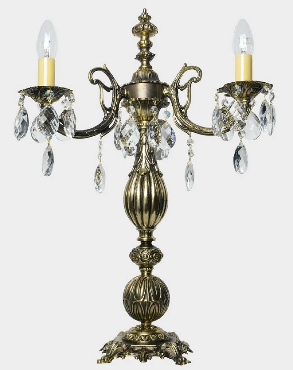 Casa Padrino lámpara de mesa de cristal barroco de lujo oro antiguo Ø 40 x A. 60 cm - Magnífica lámpara de escritorio de latón con cristal de Bohemia - Luces de cristal barroco - Noble y Magnífica