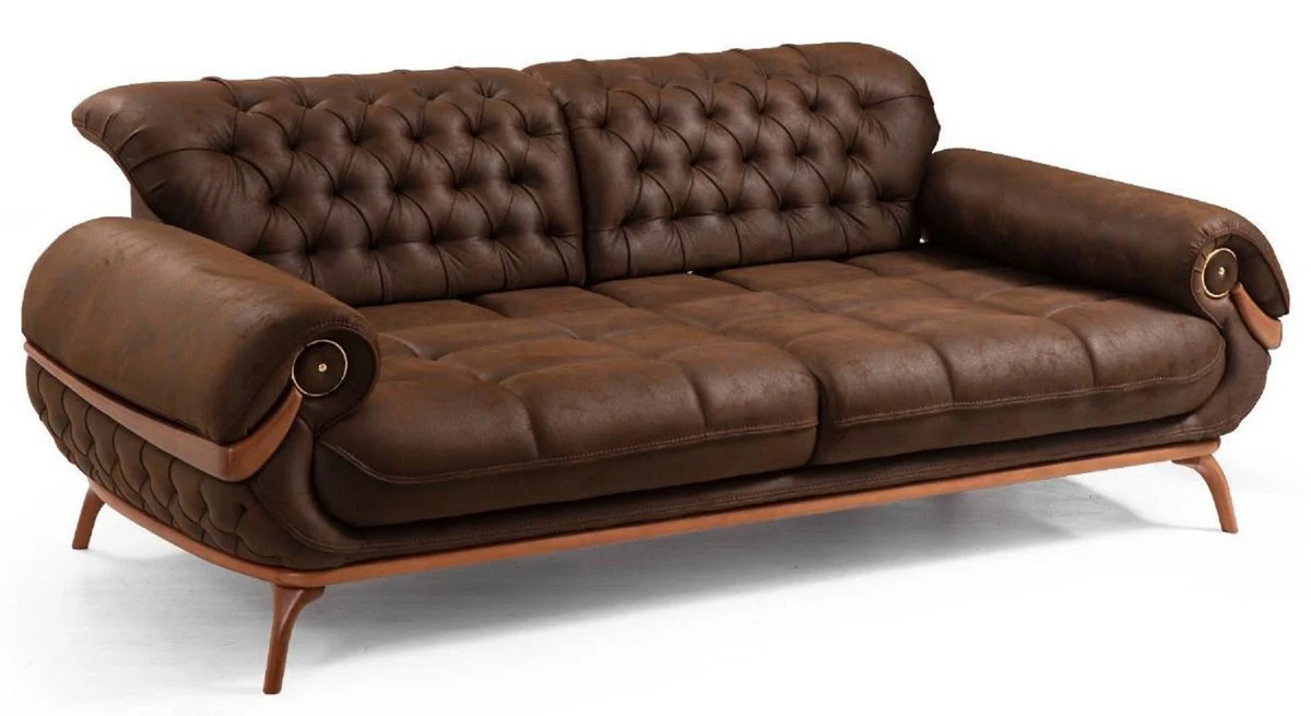 Casa Padrino sof¨¢ de sal¨®n Chesterfield de lujo con respaldos ajustables marr¨®n oscuro / marr¨®n - Muebles de Sal¨®n Chesterfield - Muebles de Sal¨®n de Lujo - Muebles de Lujo - Interior de Lujo
