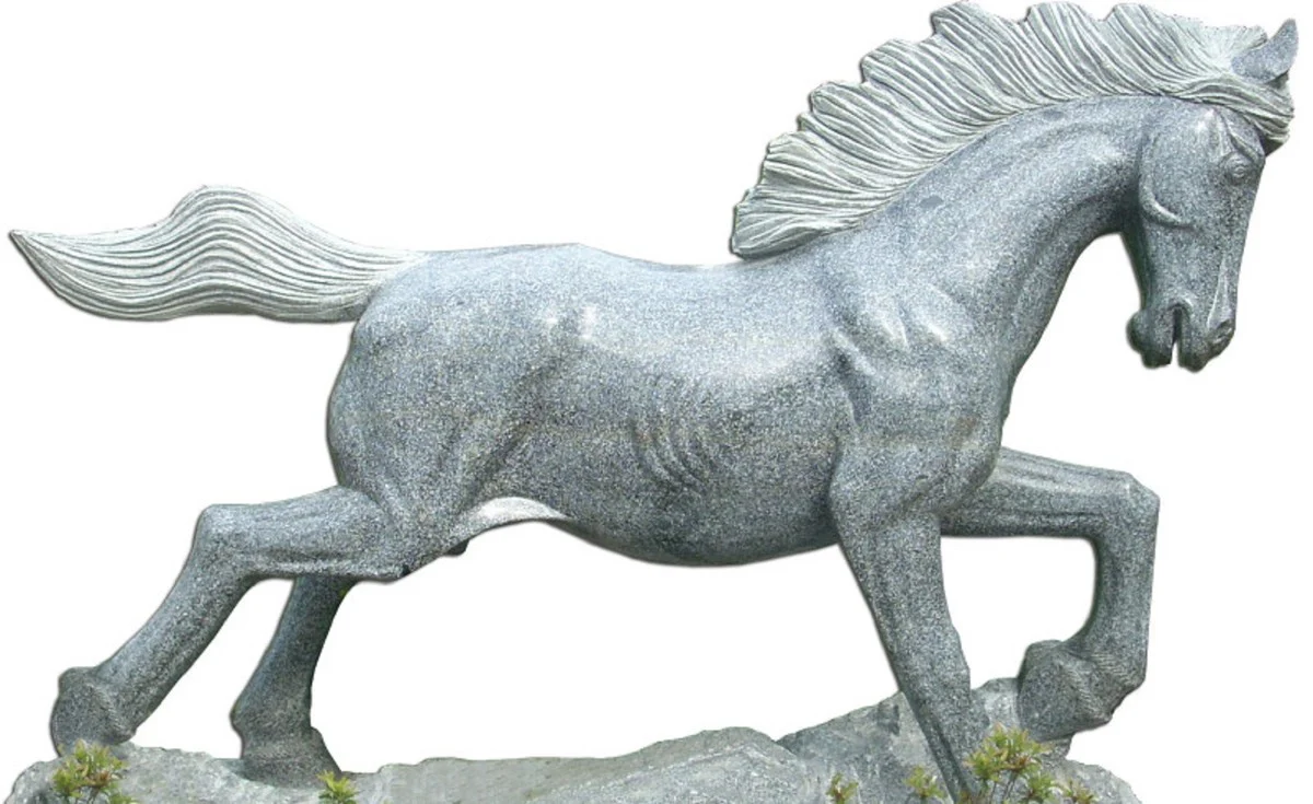 Casa Padrino escultura de piedra decorativa de lujo caballo gris 95 cm - Figura de piedra moderna - Figura decorativa - Figura animal - Accesorios decorativos - Colección de Lujo