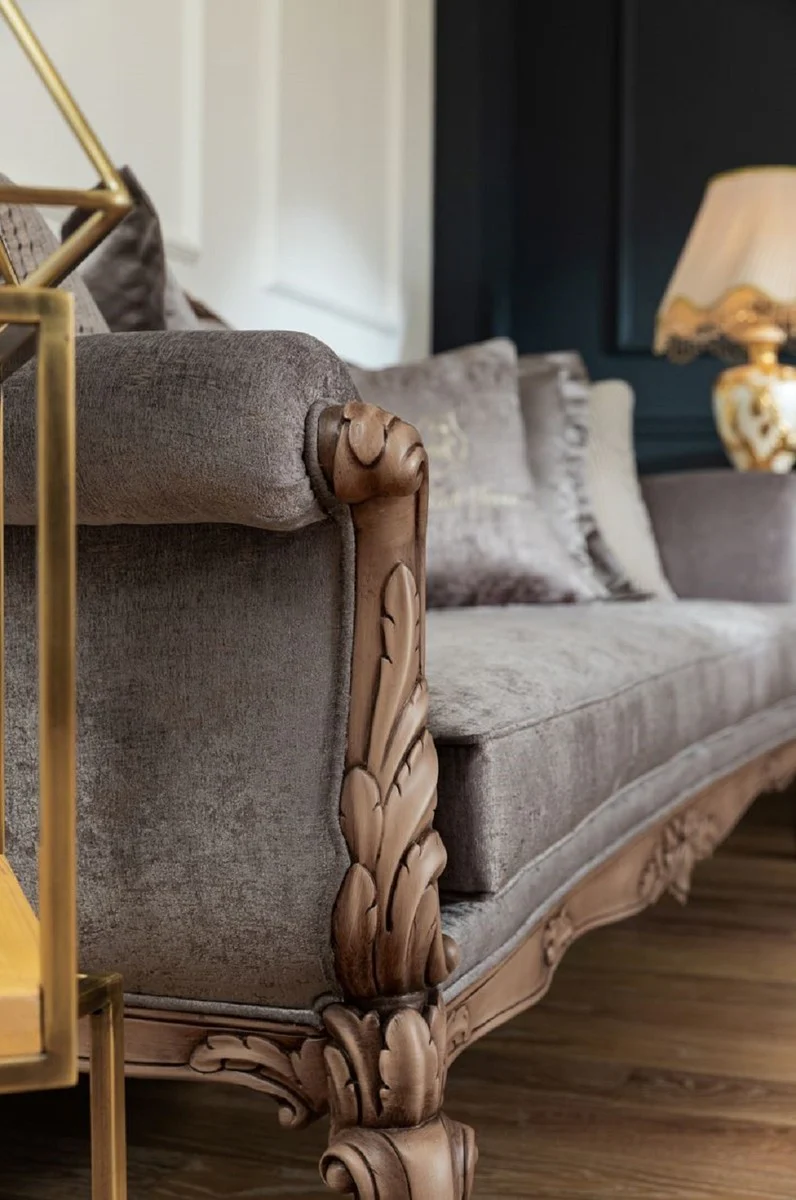 Casa Padrino sof¨¢ barroco de lujo gris / marr¨®n - Sof¨¢ de sal¨®n hecho a mano en estilo barroco - Muebles de sal¨®n barrocos