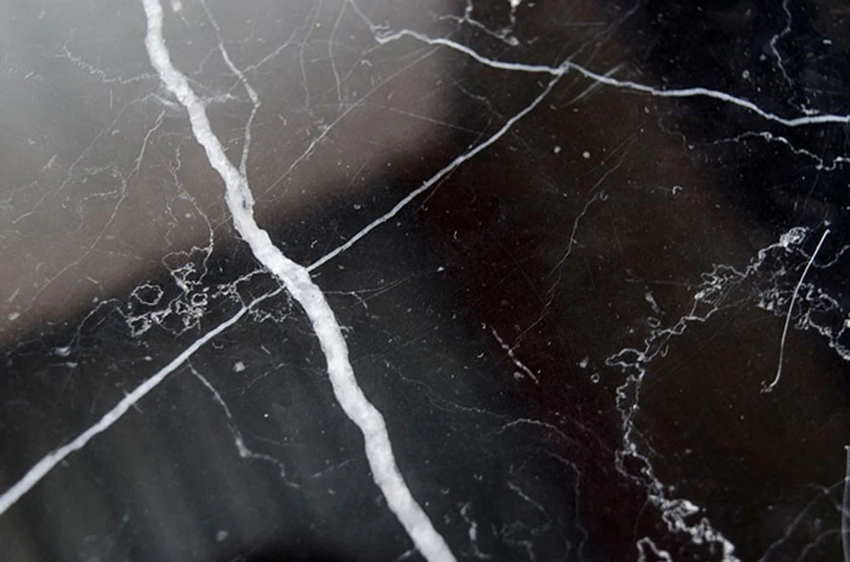 Casa Padrino Art Deco Side Table Black metal / marble 65 x 65 cm Art Nouveau table - Furniture flower stand