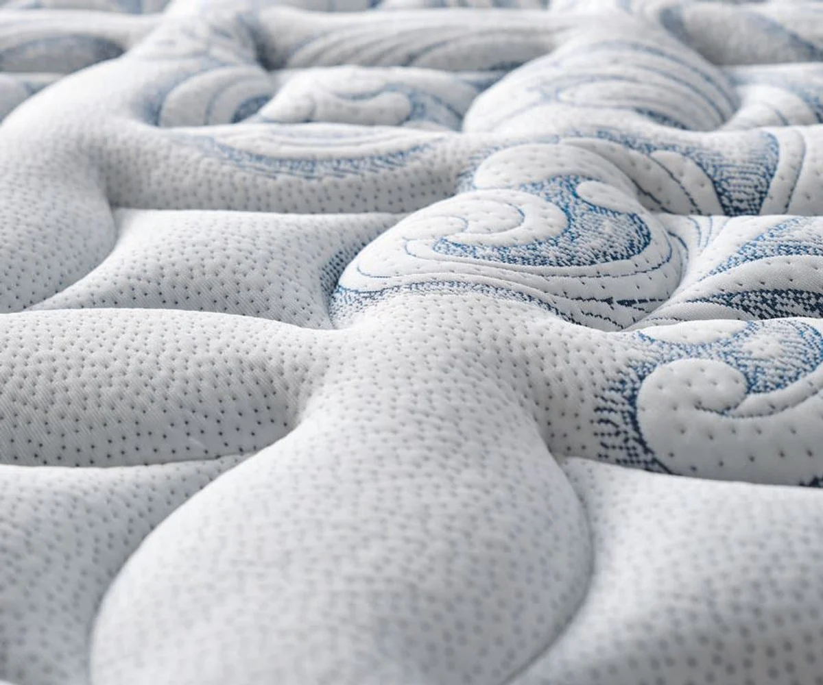 Casa Padrino cama doble de lujo azul / blanco / plata 180 x 200 cm - Cama de madera maciza con cabecero y colchón - Muebles dormitorio - Muebles hotel - Muebles de lujo - Interior de lujo