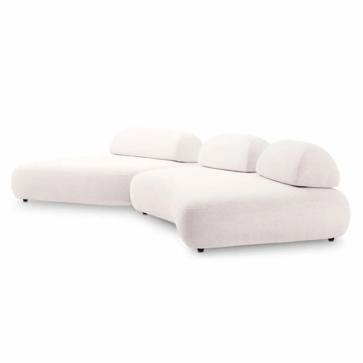 Casa Padrino sof¨¢ de lujo blanco crema / negro - Sof¨¢ modular de 2 piezas de sal¨®n