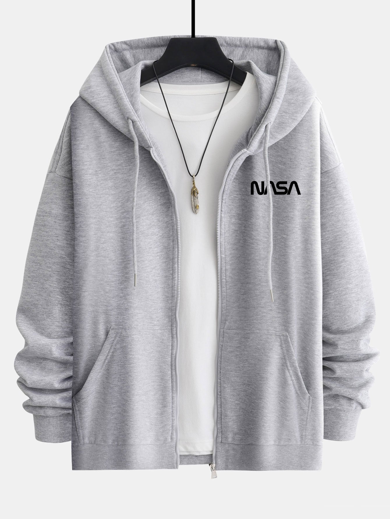 NASA Print Relax Fit Zip Hoodie
