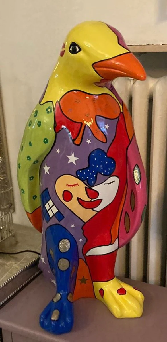 Casa Padrino escultura decorativa de lujo ping¨¹ino colorido A. 93 cm - Figura decorativa grande - Figura animal XXL - Escultura decorativa XXL - Esculturas y figuras decorativas XXL de lujo