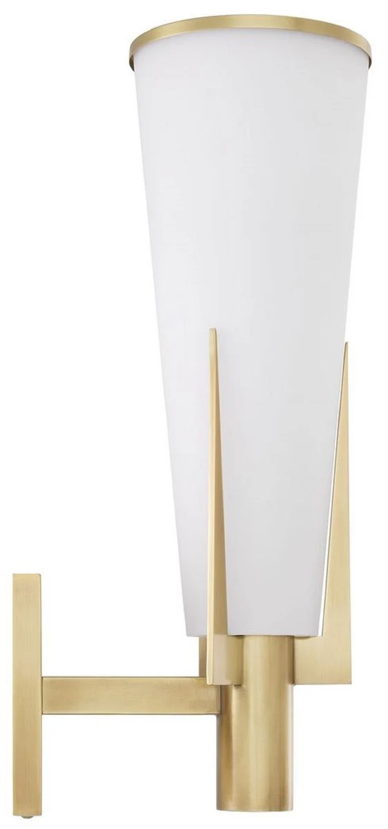 Casa Padrino lámpara de pared de lujo latón antiguo / blanco 13 x 19 x A. 40,5 cm - Elegante aplique de metal con pantalla de vidrio - Lámparas de Lujo