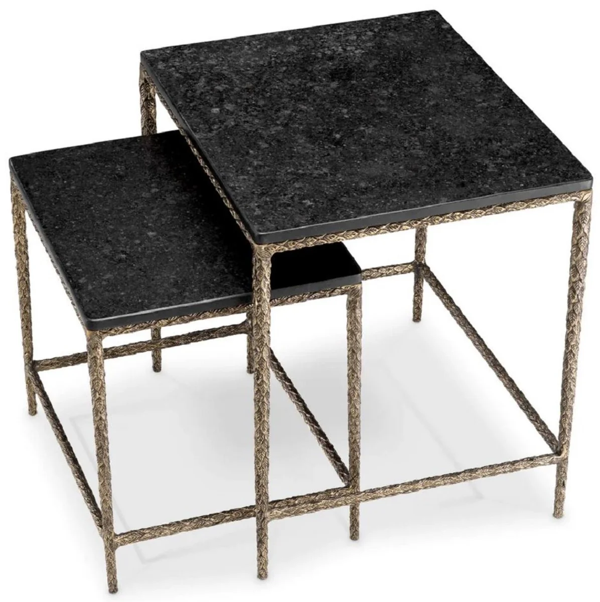 Casa Padrino conjunto de mesa auxiliar de lujo lat¨®n vintage / negro - Muebles de sal¨®n y hoteles de lujo