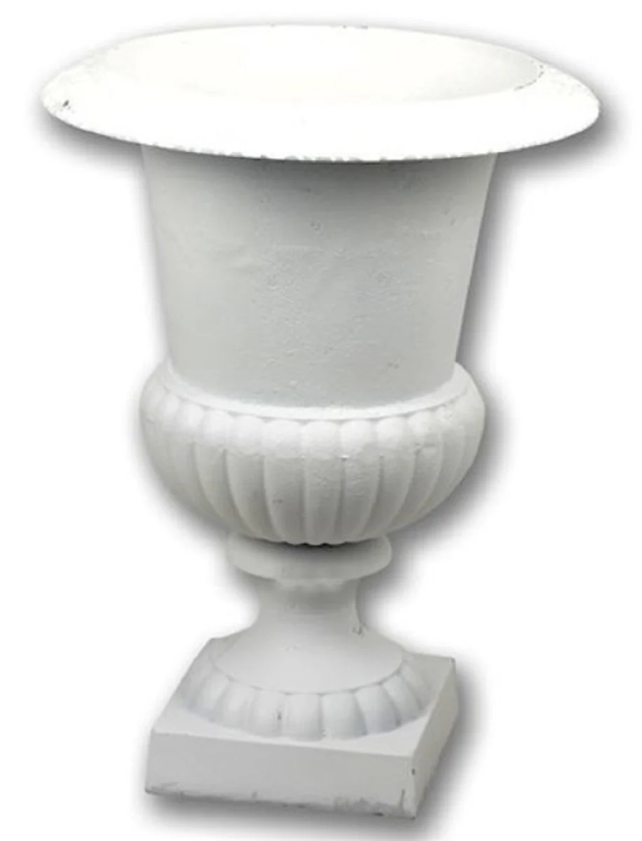 Casa Padrino maceta decorativo de jardín barroco blanco A. 66,8 cm - Magnífico maceta de estilo barroco - Accesorios de decoración de terrazas y jardines barrocos