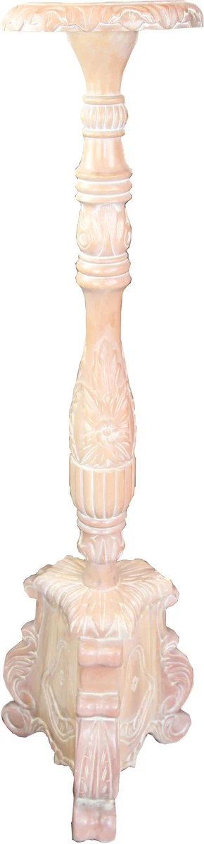 Casa Padrino Columna Barroca 120 cm Caoba Antigua Lavada - Candelabro Columna Flor