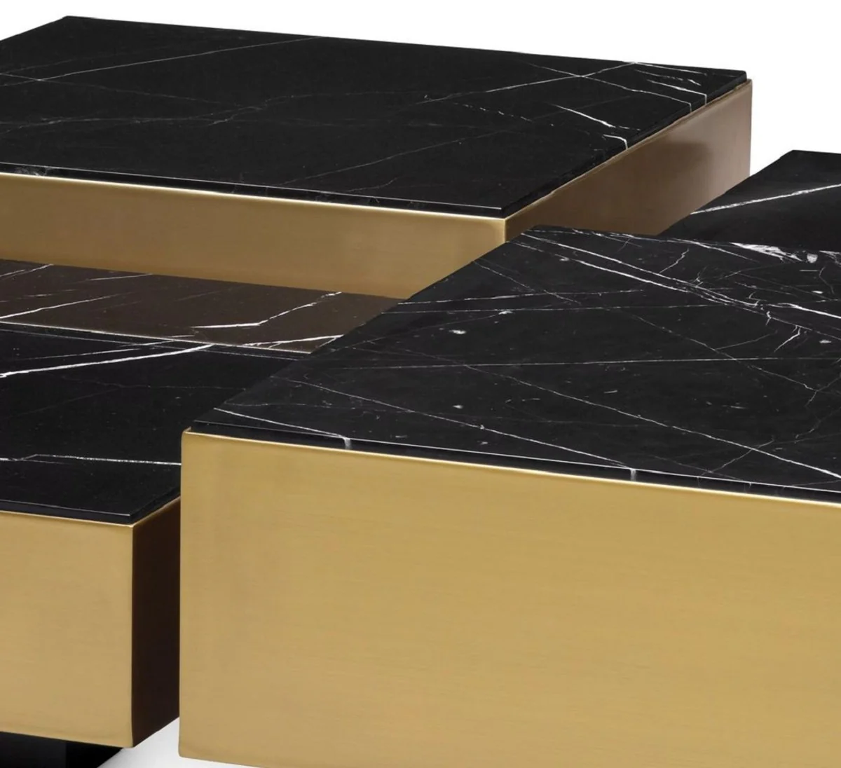 Casa Padrino conjunto de mesa de centro de acero inoxidable de lujo con tableros de m¨¢rmol lat¨®n / negro - Muebles de sal¨®n - Muebles de lujo - Colecci¨®n de lujo