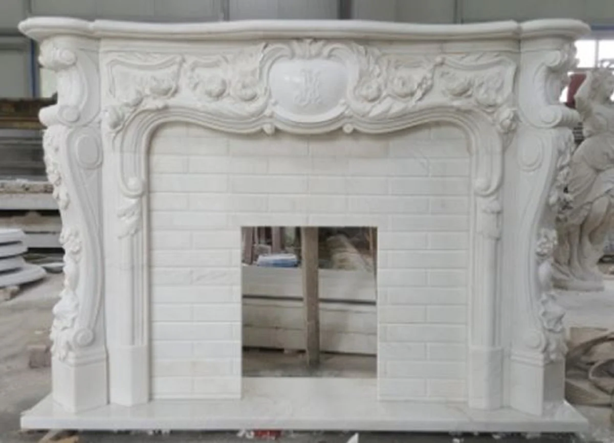 Casa Padrino marco de chimenea de m¨¢rmol barroco de lujo blanco 180 x A. 140 cm