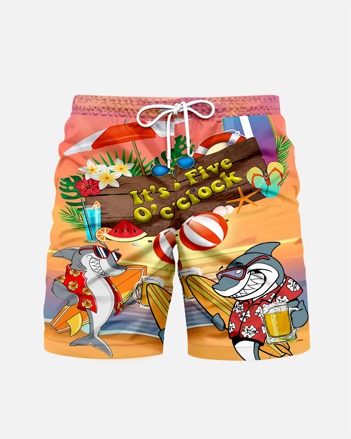 Suitmens Men's Men's Tiki Style Hawaiian Vacation Print Three-Piece Set 032