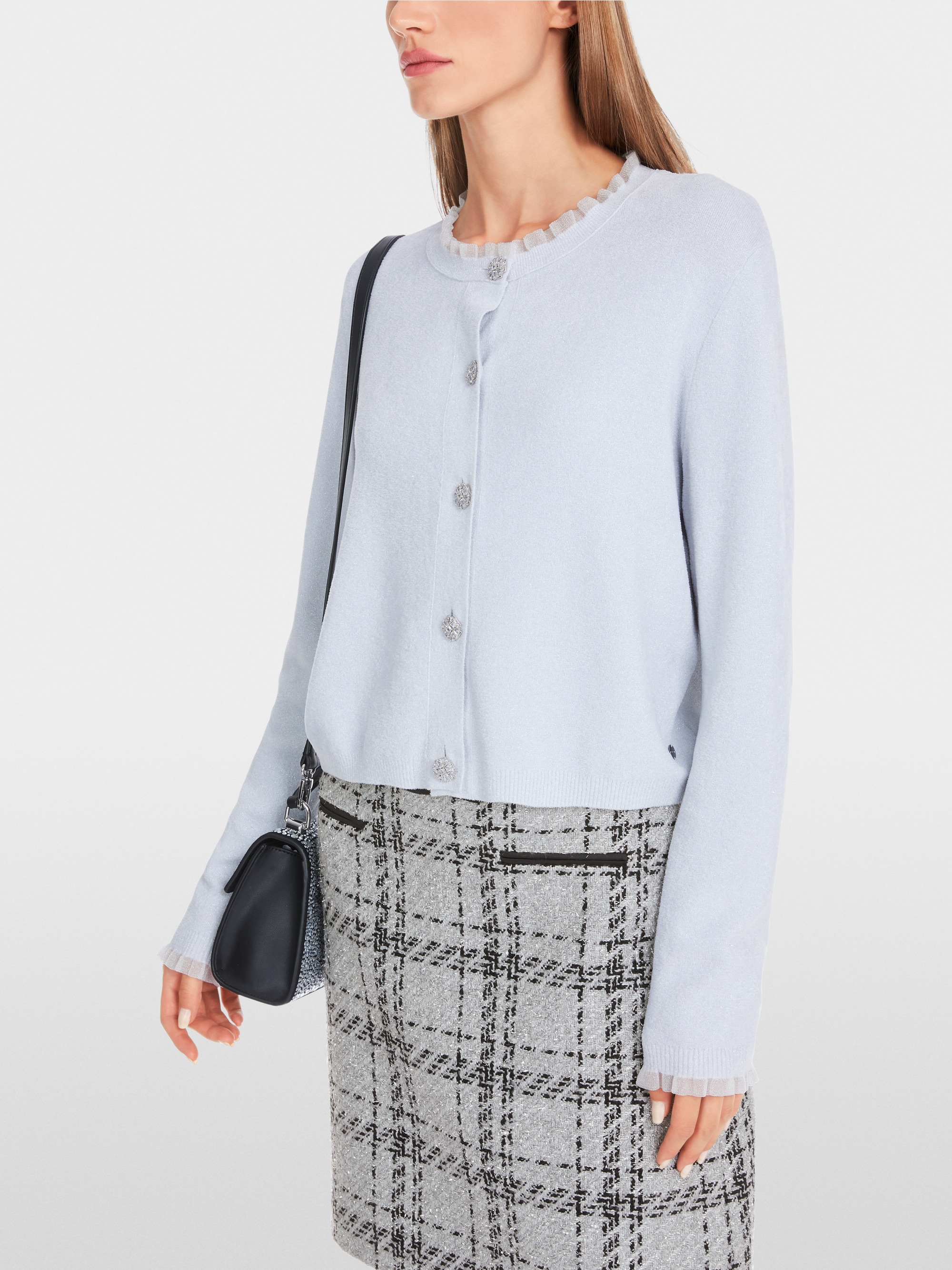 Marc-Cain Glitter cardigan with ruffles