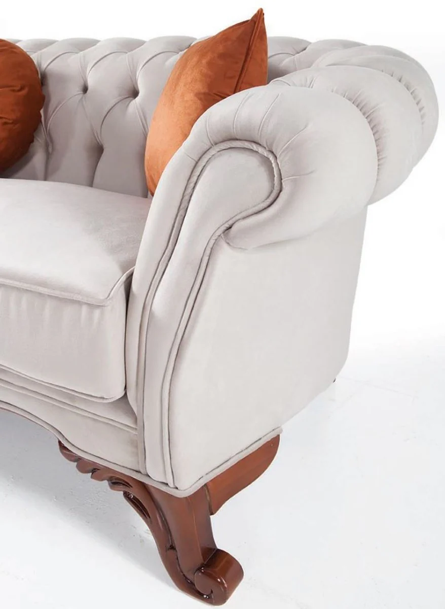 Casa Padrino sof¨¢ de sal¨®n barroco de lujo con cojines gris claro / marr¨®n 240 x 102 x A. 80 cm - Muebles Barrocos