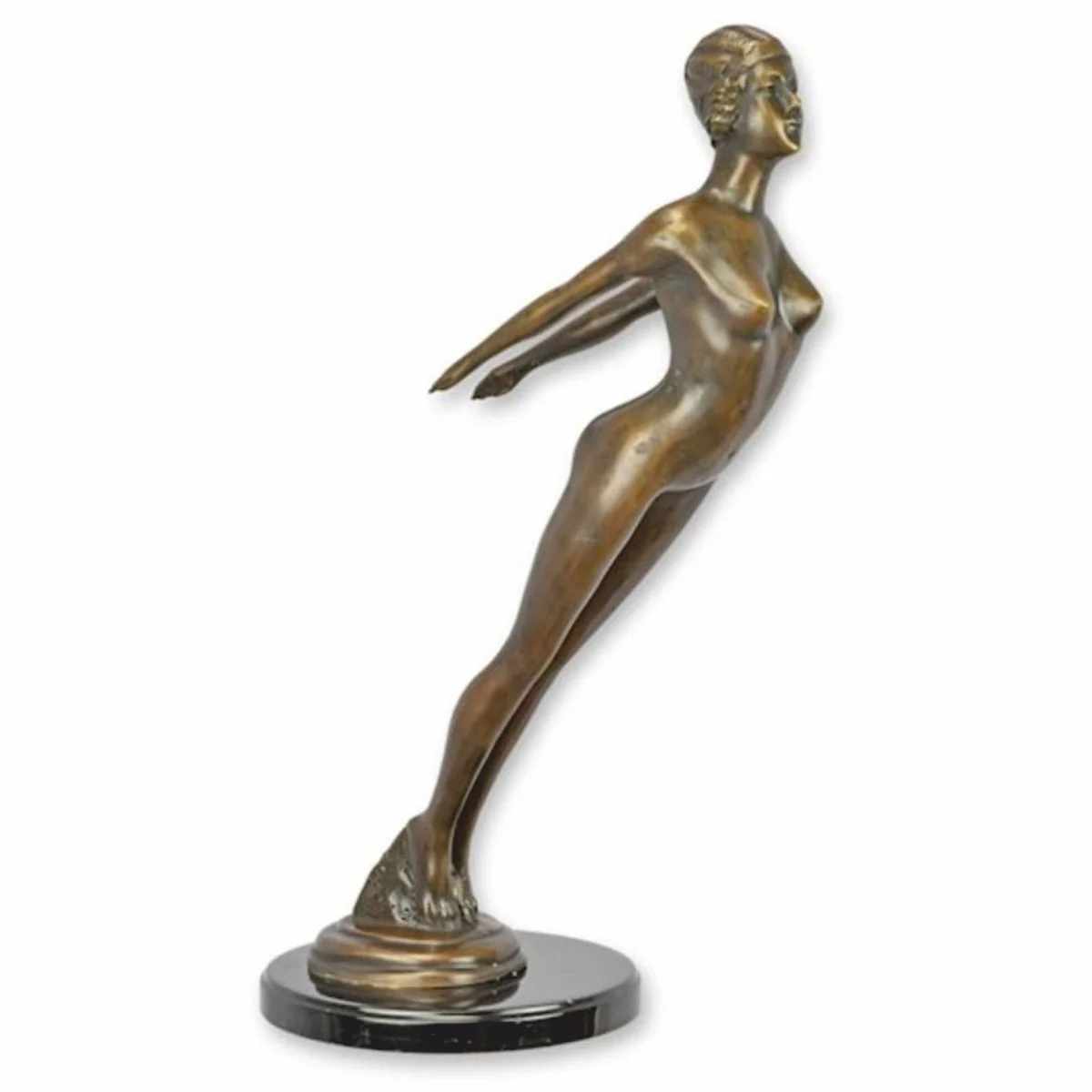 Casa Padrino Figura Decorativa de Bronce Art Nouveau Mujer Bronce / Negro Al. 60,4 cm