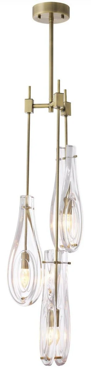 Casa Padrino lámpara de araña de lujo latón Ø 30 x A. 95,5 cm - Lámpara de araña moderna de metal con pantallas de vidrio - Calidad de Lujo