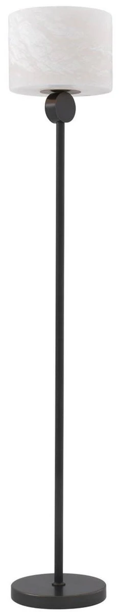 Casa Padrino lámpara de pie de lujo bronce / alabastro Ø 30 x A. 171 cm - Lámpara de pie moderna con pantalla redonda de alabastro - Luces de Lujo
