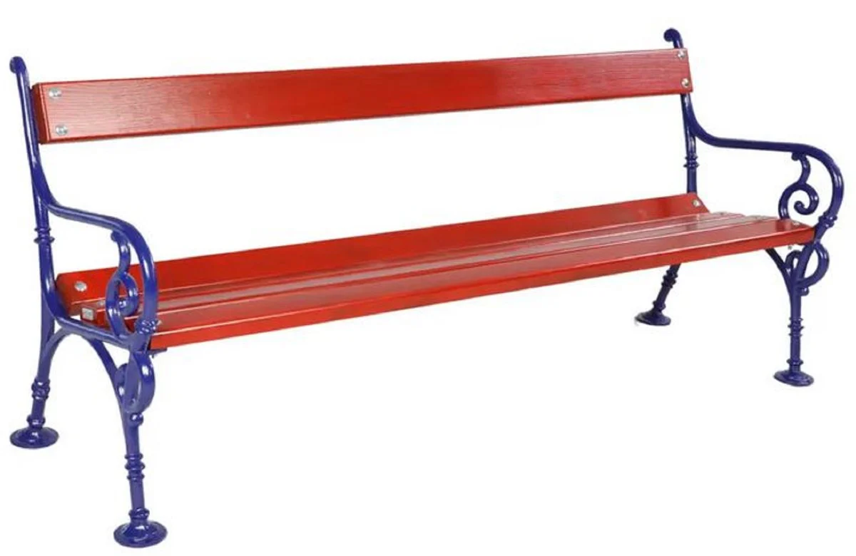 Casa Padrino banco de jard¨ªn Art Nouveau rojo / azul 190 cm