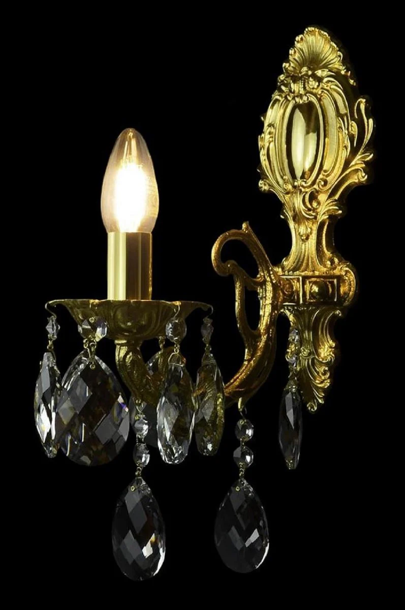 Casa Padrino lámpara de pared de cristal barroco de lujo oro 12 x 24 x A. 38 cm - Lámpara de pared de estilo barroco con colgantes de cristal - Luces barrocos - Noble y magnífica