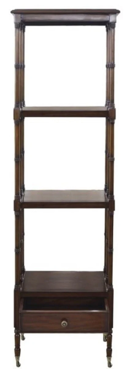 Casa Padrino gabinete estantería de lujo con cajón marrón oscuro 44 x 36 x H. 163 cm - Calidad de Lujo