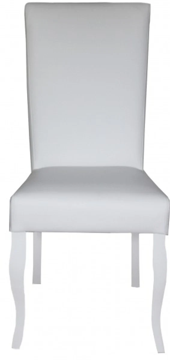 Silla Casa Padrino Cena blanco / blanco de cuero sint¨¦tico - muebles barrocos