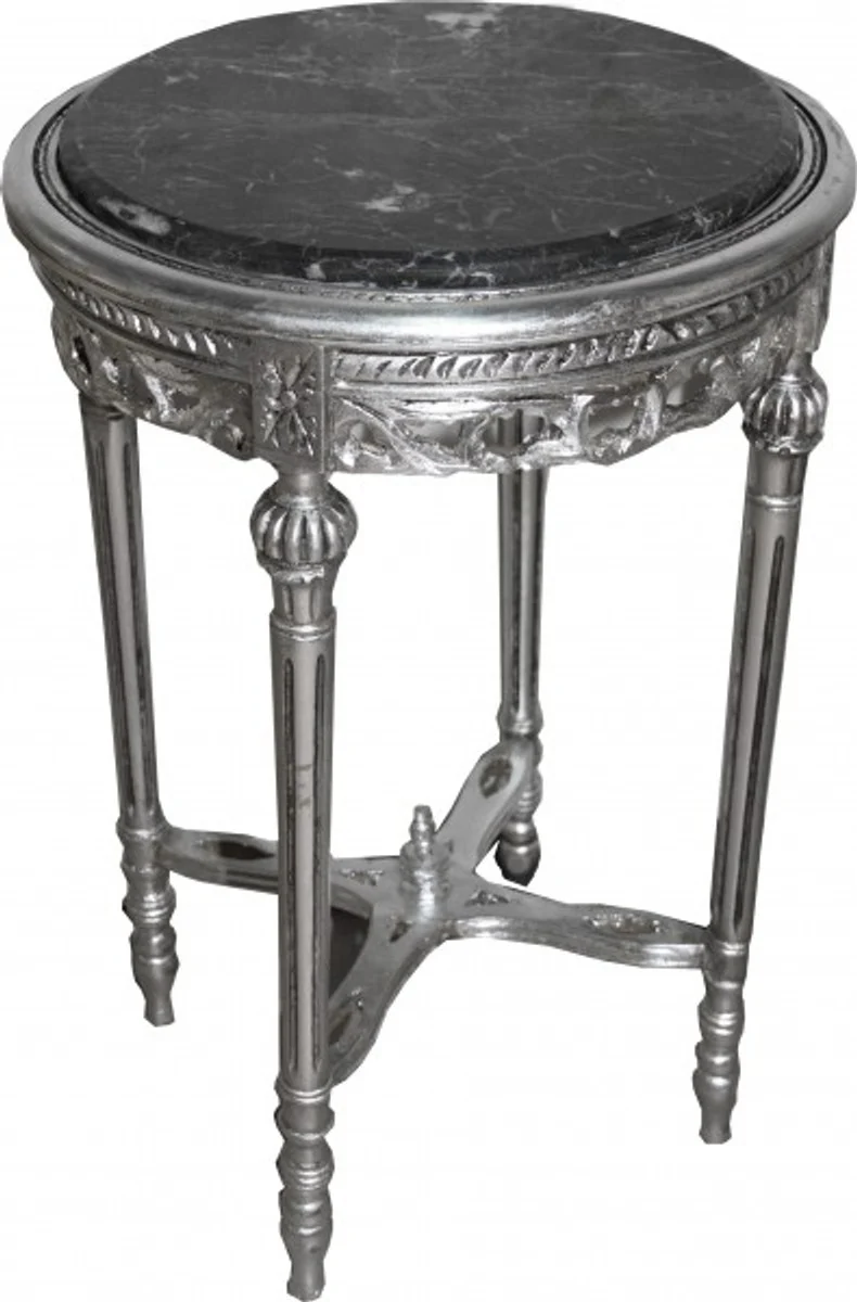 Baroque Side Table Silver Round ModY12 73 x 47 cm antique style