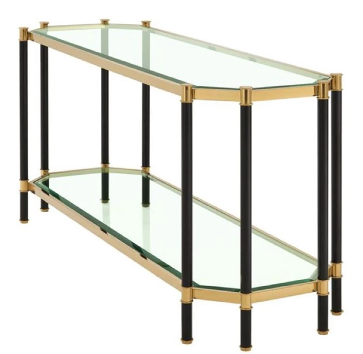 Casa Padrino mesa consola de la sala de estar oro / negro 169 x 53,5 x H. 75,5 cm - Consola de Lujo