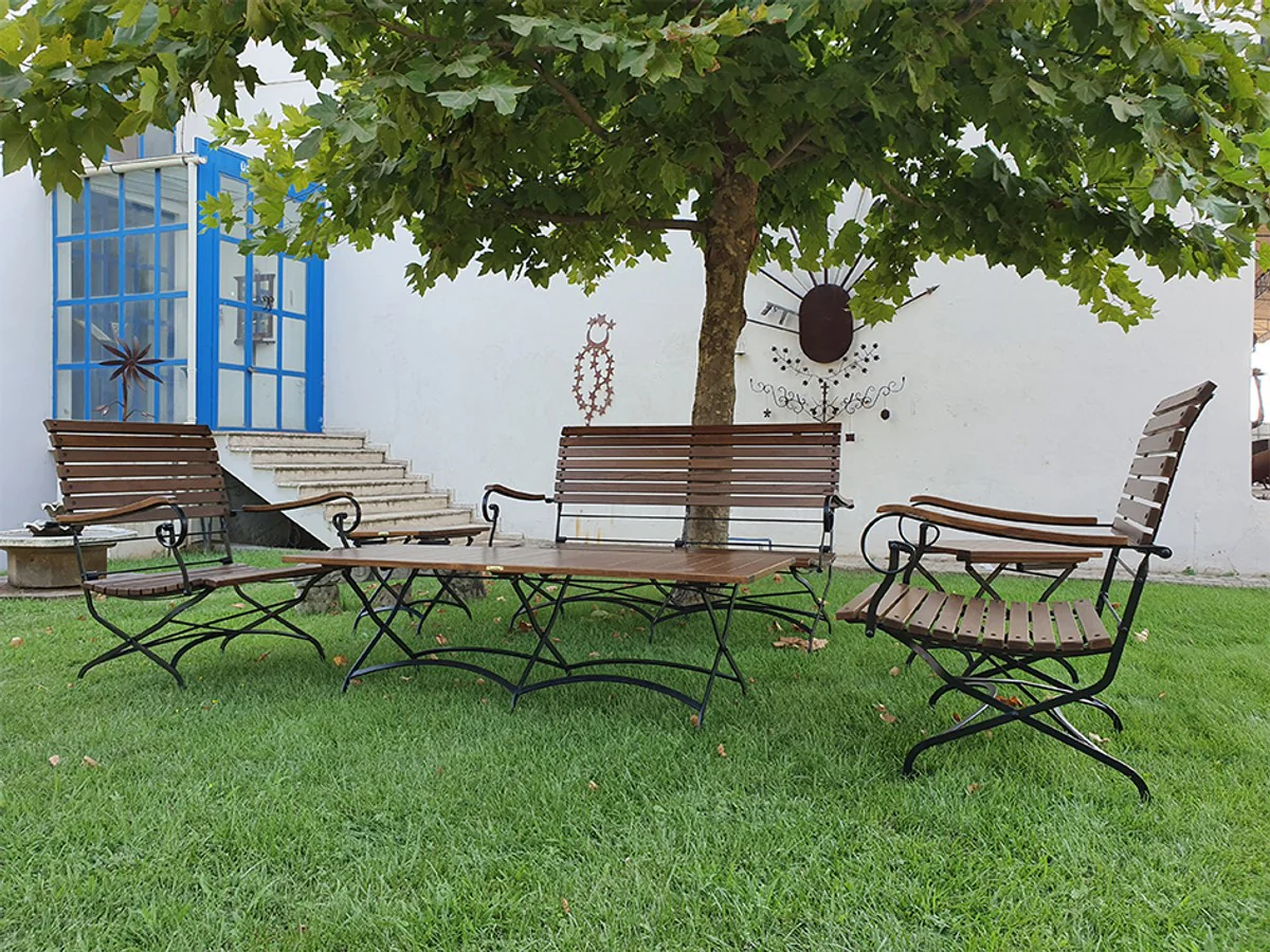 Casa Padrino Art Nouveau Muebles de jard¨ªn Marr¨®n oscuro / negro - 1 mesa de caf¨¦ 1 asiento 2 sillas 2 mesas laterales - barroque y art nouveau gastronom¨ªa y muebles de jard¨ªn