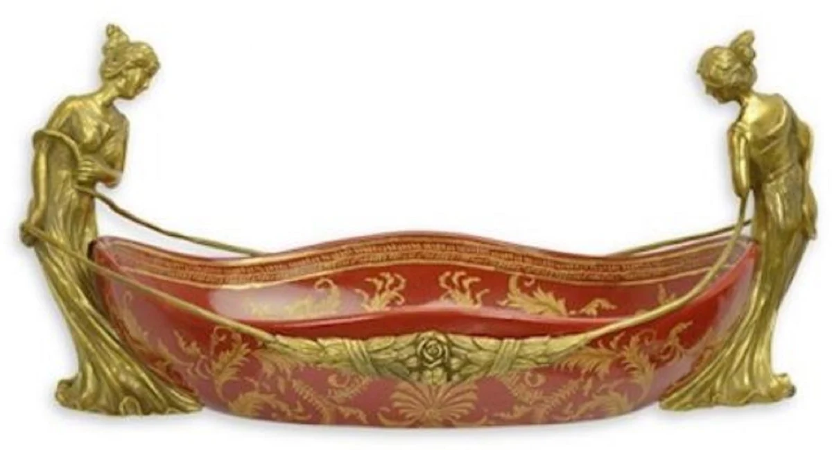 Casa Padrino cuenco de porcelana Art Nouveau rojo / multicolor / oro 41 x A. 19 cm - Accesorios de Decoración para Hoteles y Restaurantes