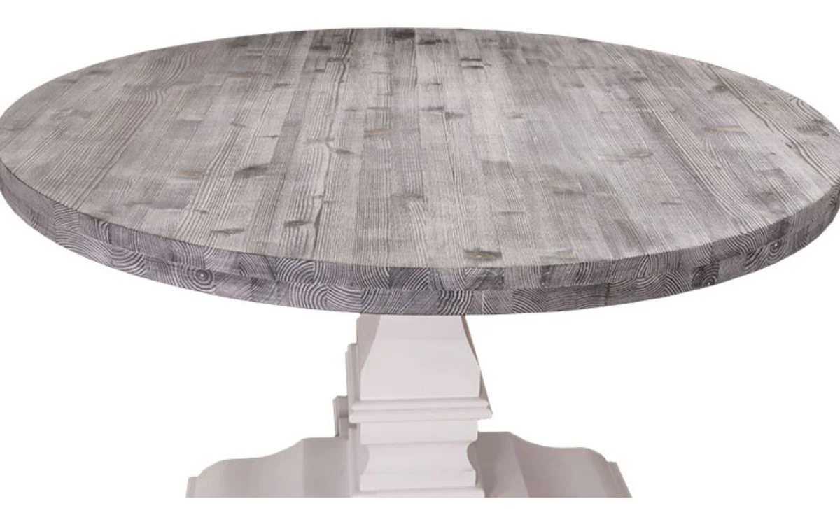 Casa Padrino country style dining table round black / white ? 130 x H. 78 cm - Dining Room Table in Country Style