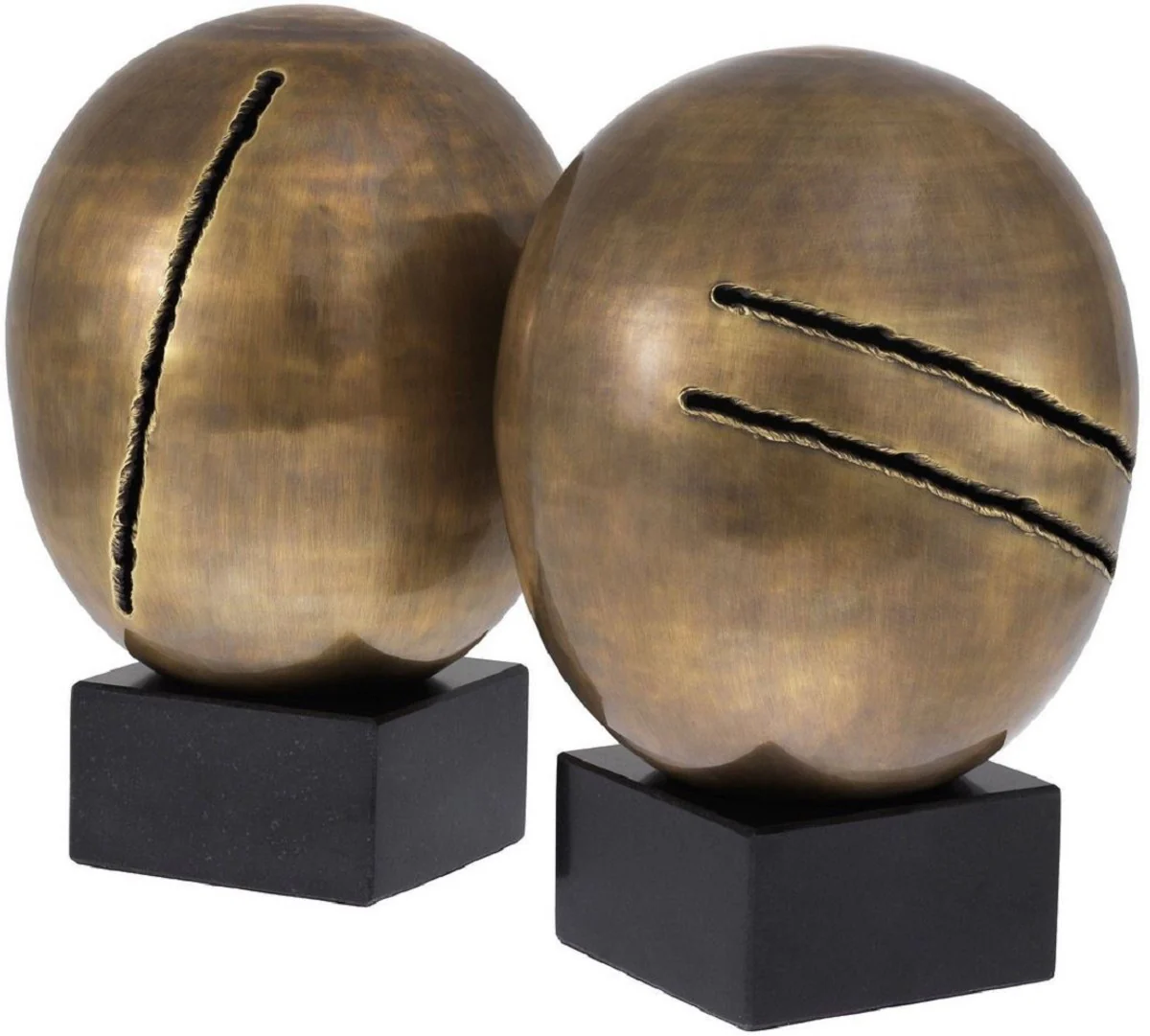 Casa Padrino conjunto de objetos de decoración de lujo vintage latón / negro Ø 20 x A. 32 cm - Decoración de Oficina - Decoración de Escritorio - Decoración de Sala de Estar - Colección de Lujo